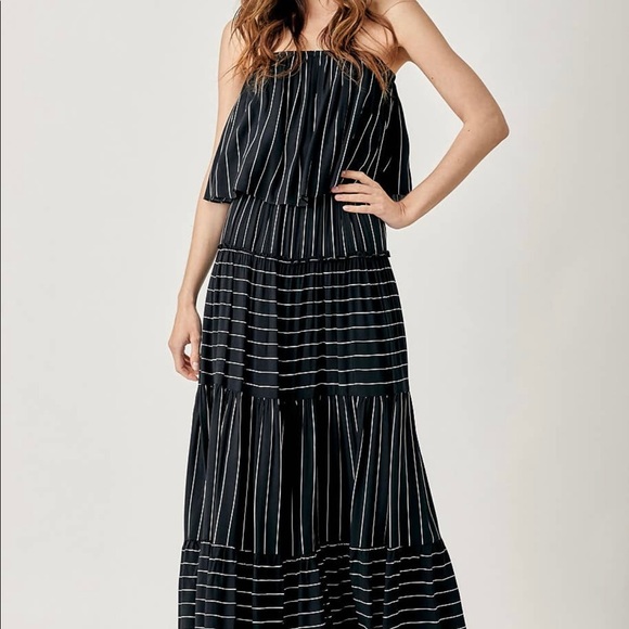 Mustard Seed Long Pin Stripe Strapless Maxi Dress NWT - Picture 2 of 6